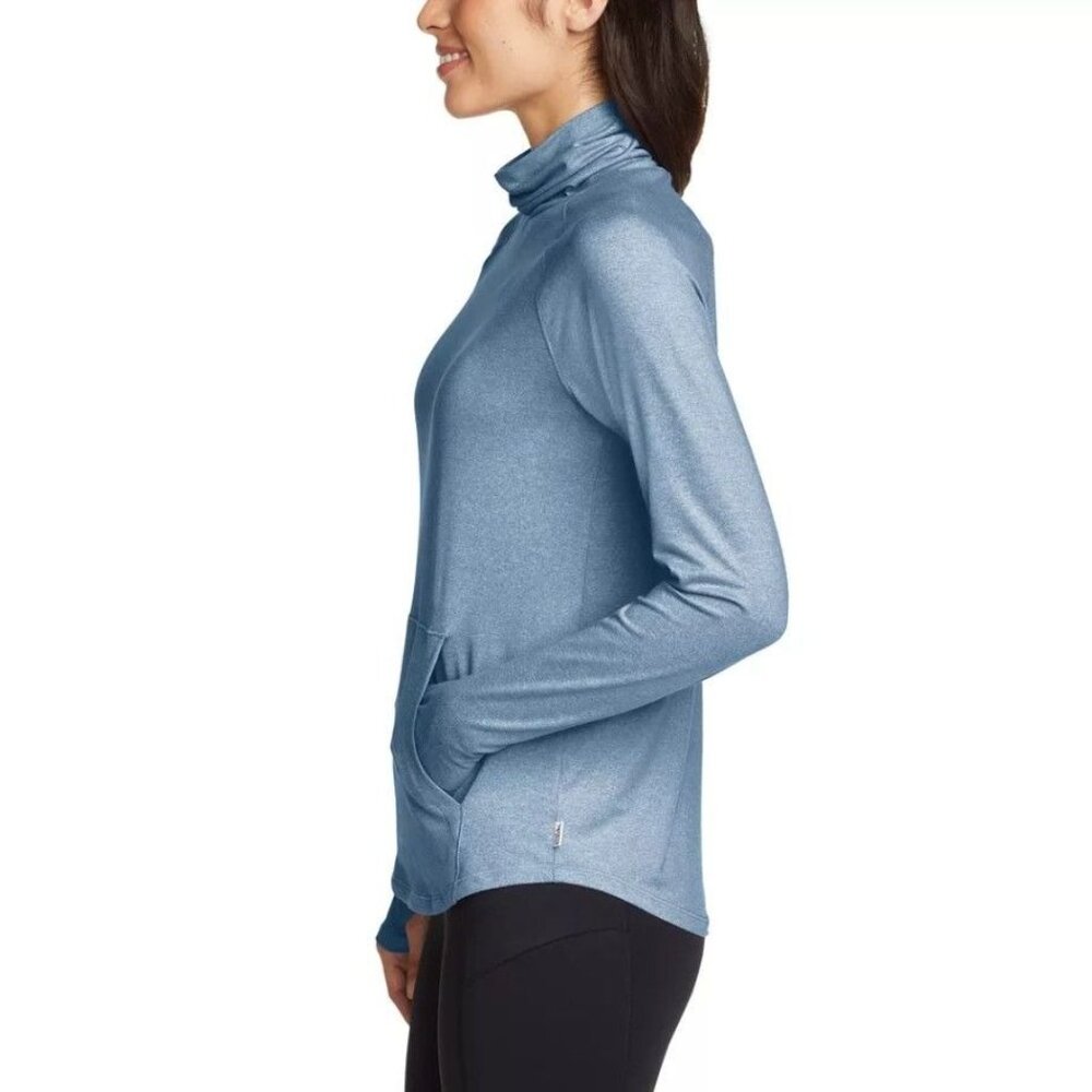 Eddie Bauer S Active Funnel Neck UPF 50 Sun Top Athletic Kangaroo Pocket Shirt